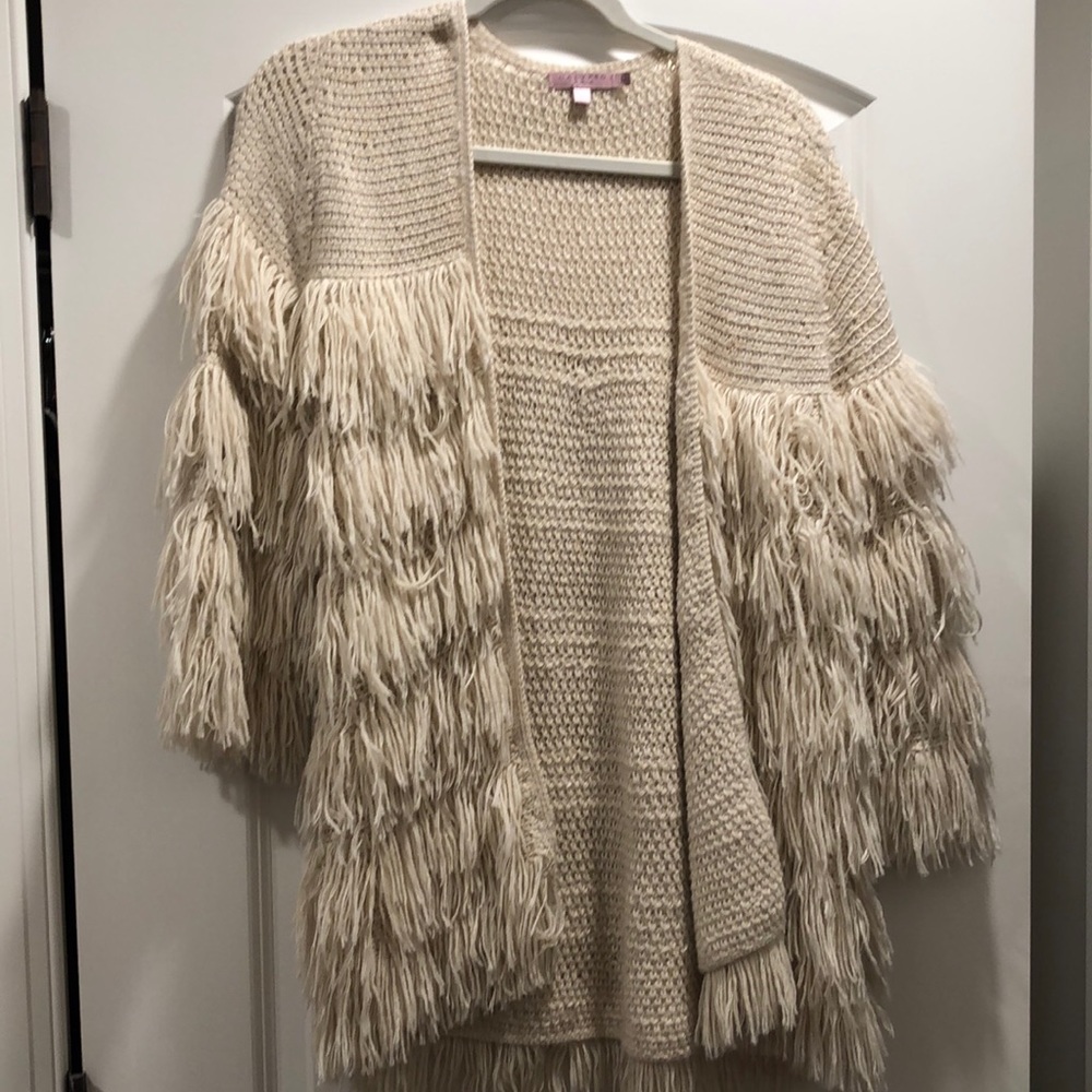 Calypso St Barth bohemian fringe sweater coat
